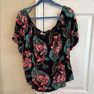 Levi's Black and Pink Floral Blouse